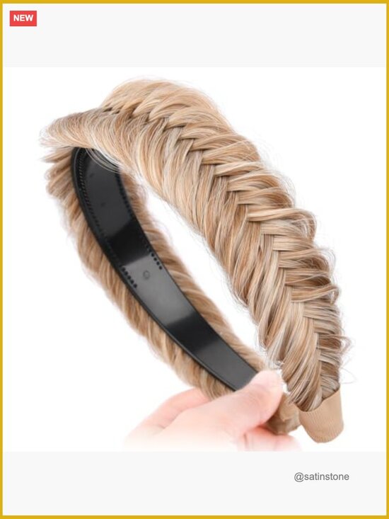 Wide Braided Headband with Teeth Synthetic Hair Plaited Chunky Hairpiece